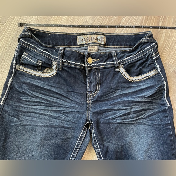 Apollo Jeans Size 5/6 Dark Wash Womens Bootcut Embellished Jeans - Picture 7 of 10